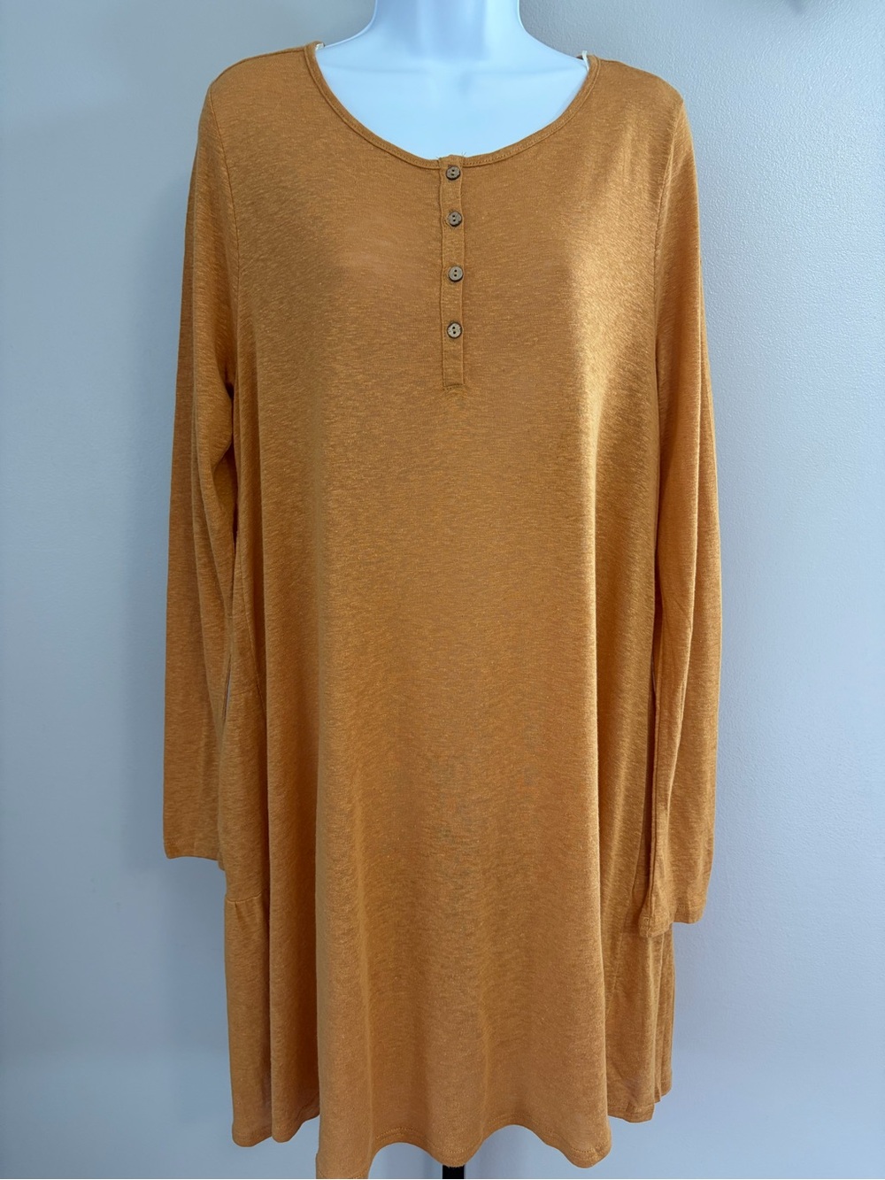 NWT Umgee Mustard Long Sleeve Henley Dress